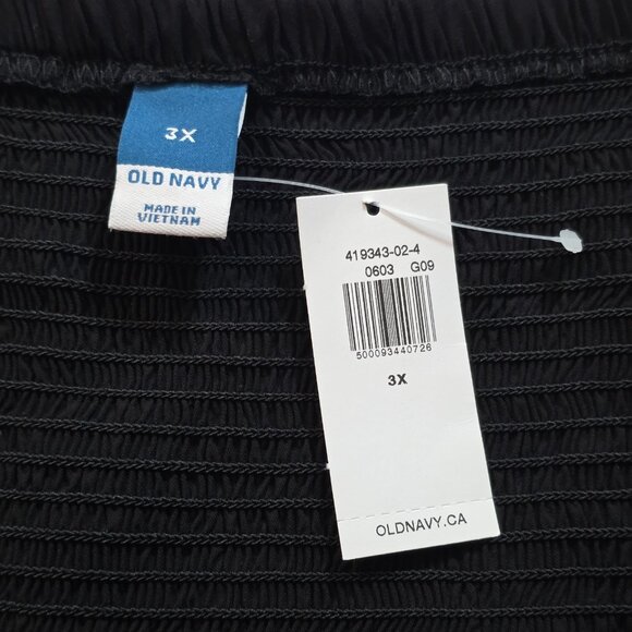 Old Navy Dress Womens 3X Black Square Neck Puff Sleeve Milkmaid Smocked Top Goth - Picture 3 of 13